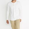 Double Knit Henley in Natural Ticking Stripe - Image 2