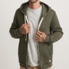 Men's Corbet Quilted Full Zip Hoodie in Olive Heather - Image 2