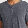 Short Sleeve Henley in Magnet/Black Stripe - Image 3