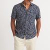 Short Sleeve Tencel Linen Shirt in India Ink Mini Floral - Image 3
