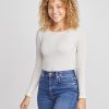 Longsleeve Lila Rib Crew in White - Image 4