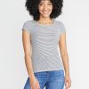 Lila Rib Scoopneck in Natural/Black Stripe - Image 2