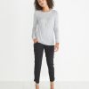 Longsleeve Hi-Low Crewneck - Grey and White Stripe - Image 2