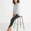 Longsleeve Hi-Low Crewneck - Grey and White Stripe - Image 3