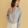 Madison Boyfriend Button Down in Menswear Stripe - Image 3