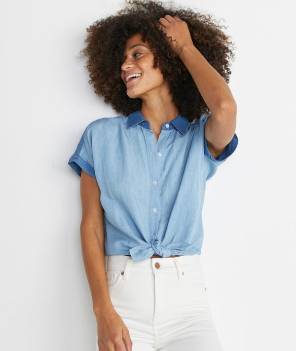 Mariah Button Down in Light Chambray