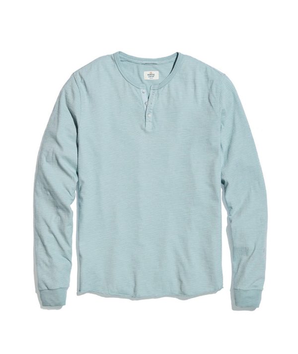 Lightweight Henley in Green Stripe