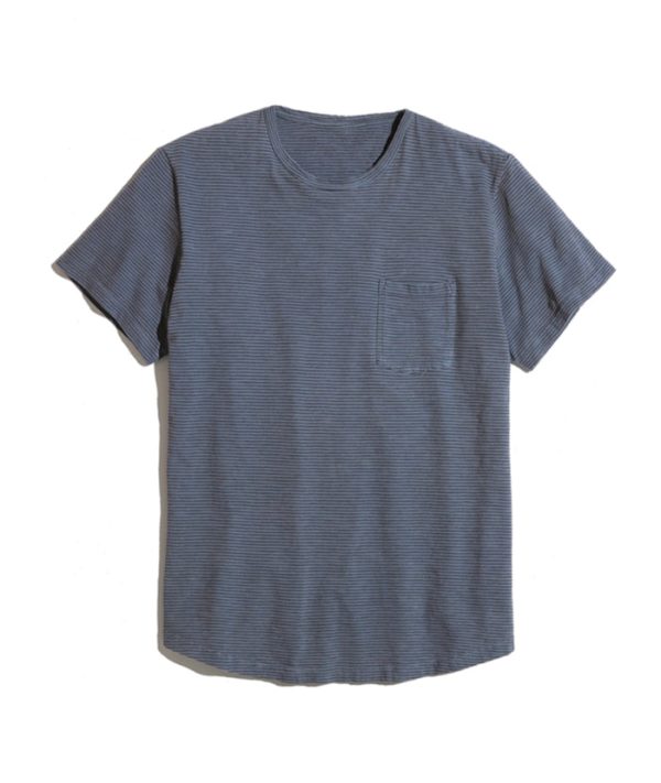 Saddle Pocket Tee in Blue/Black Stripe