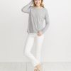 Mona in Long Sleeve Crew in Thin Grey/White Stripe - Image 3