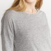 Mona in Long Sleeve Crew in Thin Grey/White Stripe - Image 4