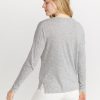 Mona in Long Sleeve Crew in Thin Grey/White Stripe - Image 2