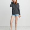 Mona Long Sleeve Crew in Black/White Stripe - Image 3