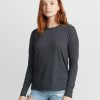 Mona Long Sleeve Crew in Black/White Stripe - Image 2