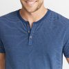 Short Sleeve Henley in Blue Stripe - Image 3