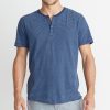 Short Sleeve Henley in Blue Stripe - Image 2