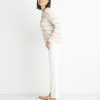 Nina Crewneck Sweater in Oatmeal Heather/Coral Gold - Image 3