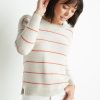 Nina Crewneck Sweater in Oatmeal Heather/Coral Gold - Image 2