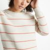 Nina Crewneck Sweater in Oatmeal Heather/Coral Gold - Image 5
