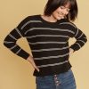 Nina Crewneck Sweater in Black/Oatmeal Heather - Image 5