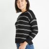 Nina Crewneck Sweater in Black/Oatmeal Heather - Image 2