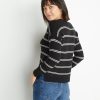 Nina Crewneck Sweater in Black/Oatmeal Heather - Image 4