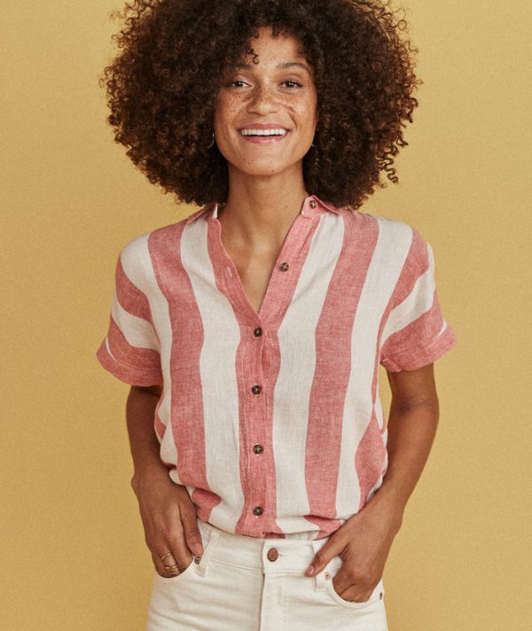 Paige Button Down in Baked Apple Stripe