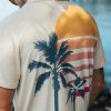 Short Sleeve Terry Out Resort Shirt in Creme Brulee Print - Image 2