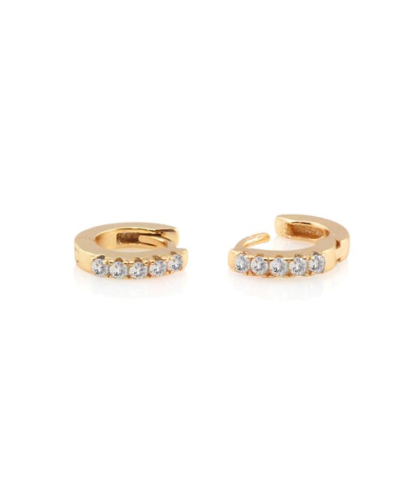 Kris Nations Pave Huggie Hoop Earrings