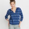 Penny Blouse in Blue Ikat - Image 3