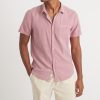 Short Sleeve Selvage Cotton Shirt in Dusty Pink - Image 3