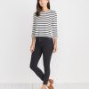 Polly Cropped Tunic in White/Navy Stripe - Image 3