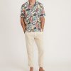 Short Sleeve Printed Resort Shirt in Natural Floral Print - Image 6
