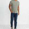 Saddle Pocket Tee in Thyme/White Stripe - Image 3