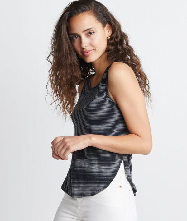 Side Tulip Tank in Black/White Stripe