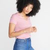 Slub V Neck in Dusty Rose - Image 2