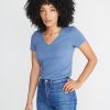 Slub V Neck in Vintage Indigo - Image 2