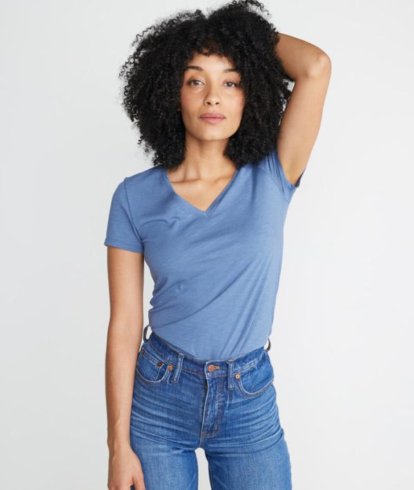 Slub V Neck in Vintage Indigo
