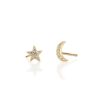 Kris Nations Star Moon Pave Stud Earrings in Gold - Image 2