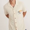 Short Sleeve Terry Out Resort Shirt in Creme Brulee Print - Image 5