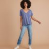 Boyfriend V-Neck Tee in Spectrum Blue - Image 4