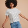 Lydia Textured Stripe Top in Natural/Black Stripe - Image 3