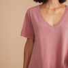 Boyfriend V-Neck Tee in Ruby Wine - Image 2